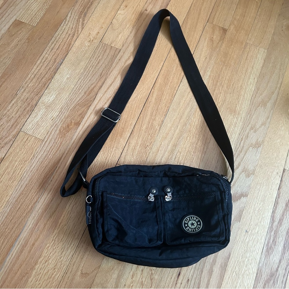 Kipling Crossbody Shoulder Bag Black Nylon 11x8x3
